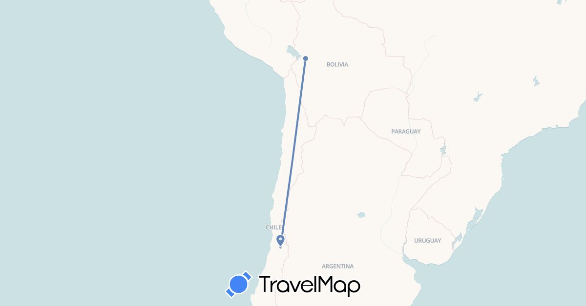 TravelMap itinerary: cycling in Bolivia, Chile (South America)